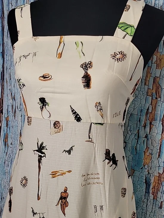 Commense Cream Tropical Print Linen Maxi Dress - Picture 4 of 16